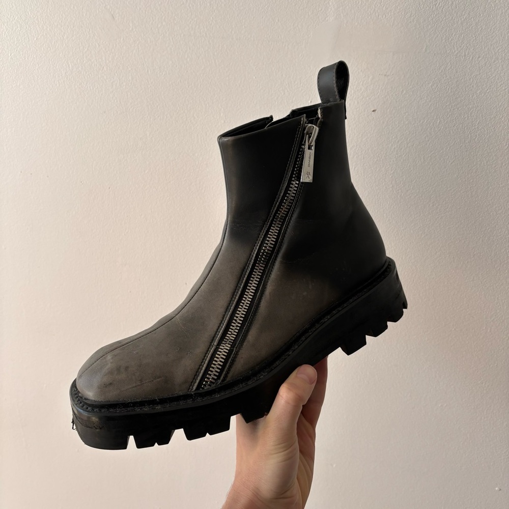 GmBH Ombré Black Silver Double Zip Ankle Boots. Size 44 or men’s 11